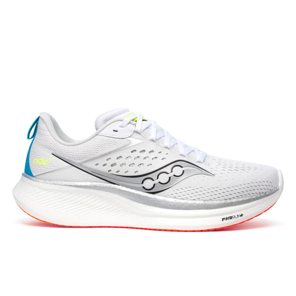 Men's Saucony Ride 17, White/Vizi, 11.5 D Medium