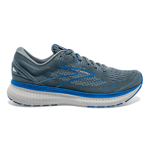 Men's Brooks Glycerin 19, Quarry/Grey/Dark Blue, 8 D Medium
