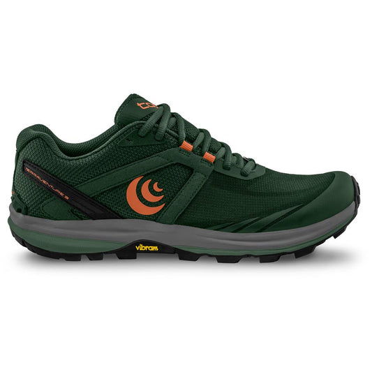 Men's Topo Athletic Terraventure 3, Dark Green/Orange, 9 D Medium