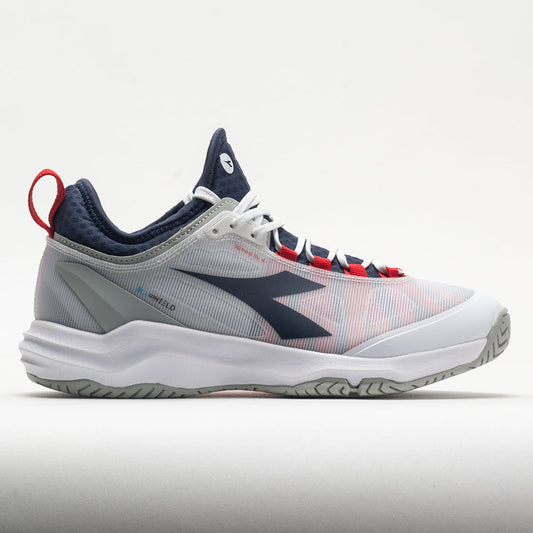 Diadora Blushield Fly 4+ Men's  White/Blue Corsair/Fiery Red