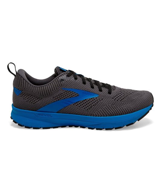 Men's Brooks Revel 5, Black/Grey/Blue, 13 D Medium